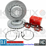 FOR BMW M3 E92 FRONT LEFT RIGHT DRILLED BRAKE DISCS DTEC PADS WIRE SENSORS 360mm