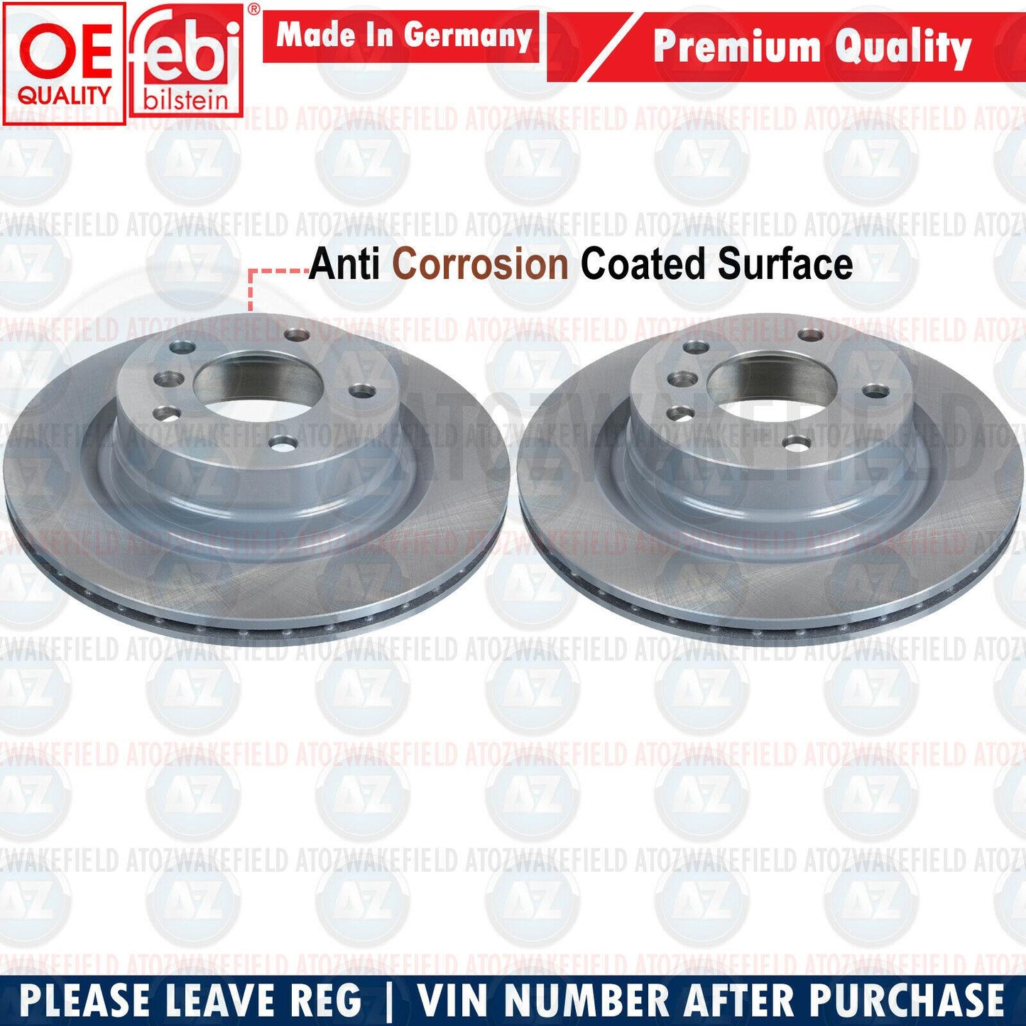 FOR BMW 3 SERIES (-2018) 320d F30 F31 FEBI REAR BRAKE DISCS PADS SENSOR 300mm