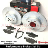 FOR BMW 3 SERIES 320 cd E46 FRONT DIMPLED GROOVED BRAKE DISCS BREMBO PADS SENSOR