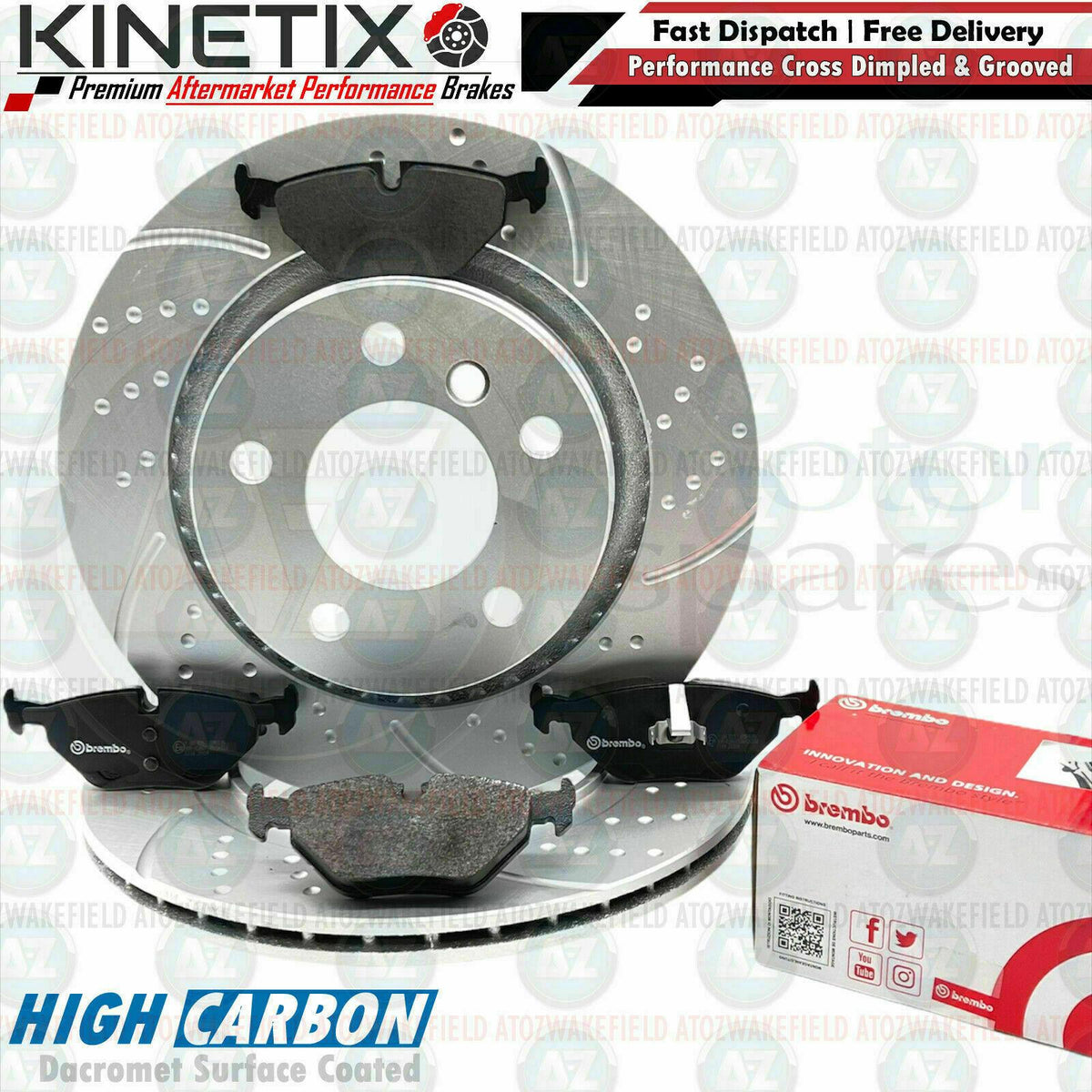 FOR BMW 3 SERIES 325i E46 REAR DIMPLED GROOVED BRAKE DISCS BREMBO PADS 294mm