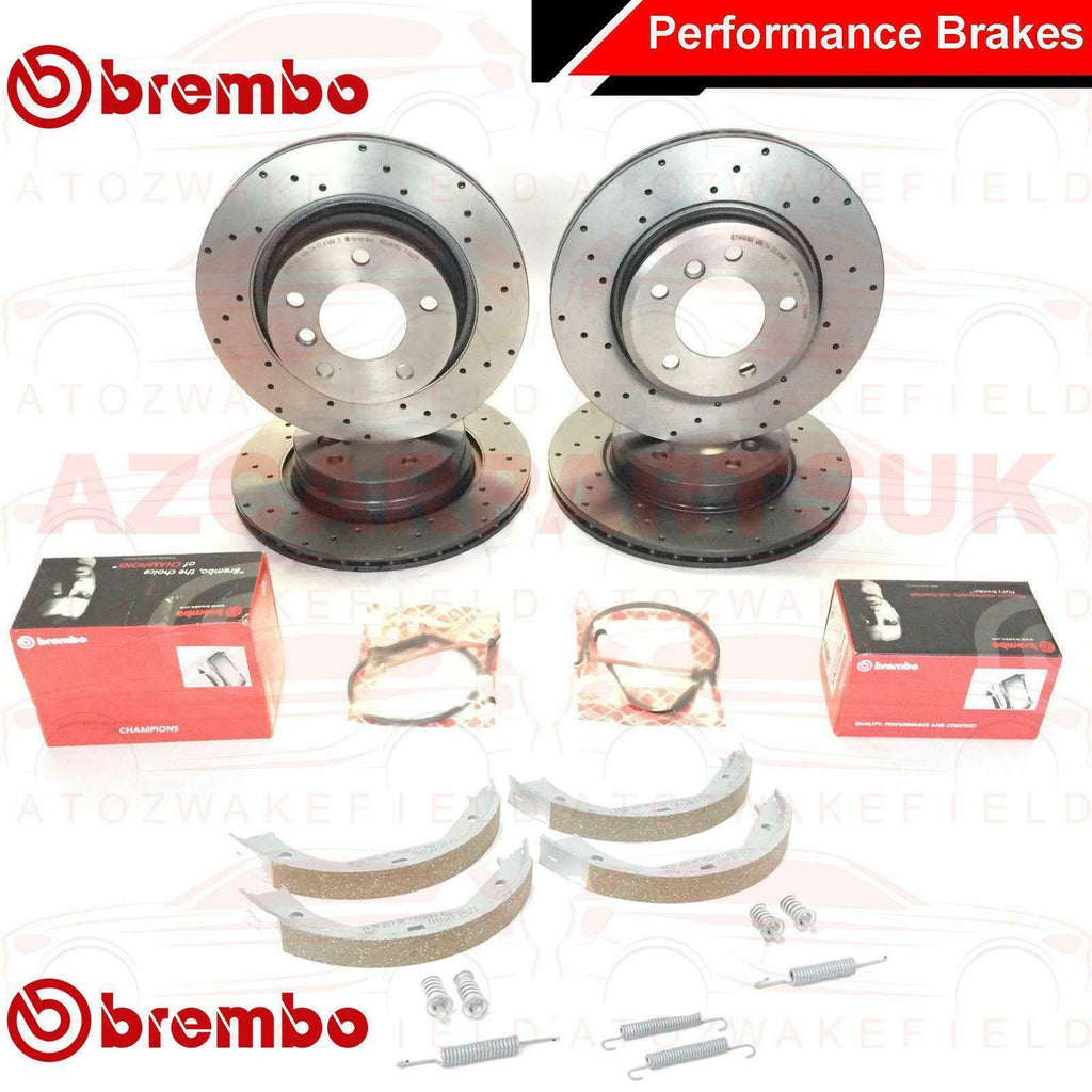 FOR BMW 3 SERIES 330d 330 FRONT REAR DRILLED BREMBO BRAKE DISCS PADS SHOES KIT
