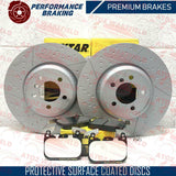 FOR BMW 330d 335d 335i 340i DIMPLED GROOVED TEXTAR FRONT BRAKE DISCS PADS 370mm