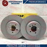 FOR BMW 330d 335d 335i 340i DIMPLED GROOVED TEXTAR FRONT BRAKE DISCS PADS 370mm