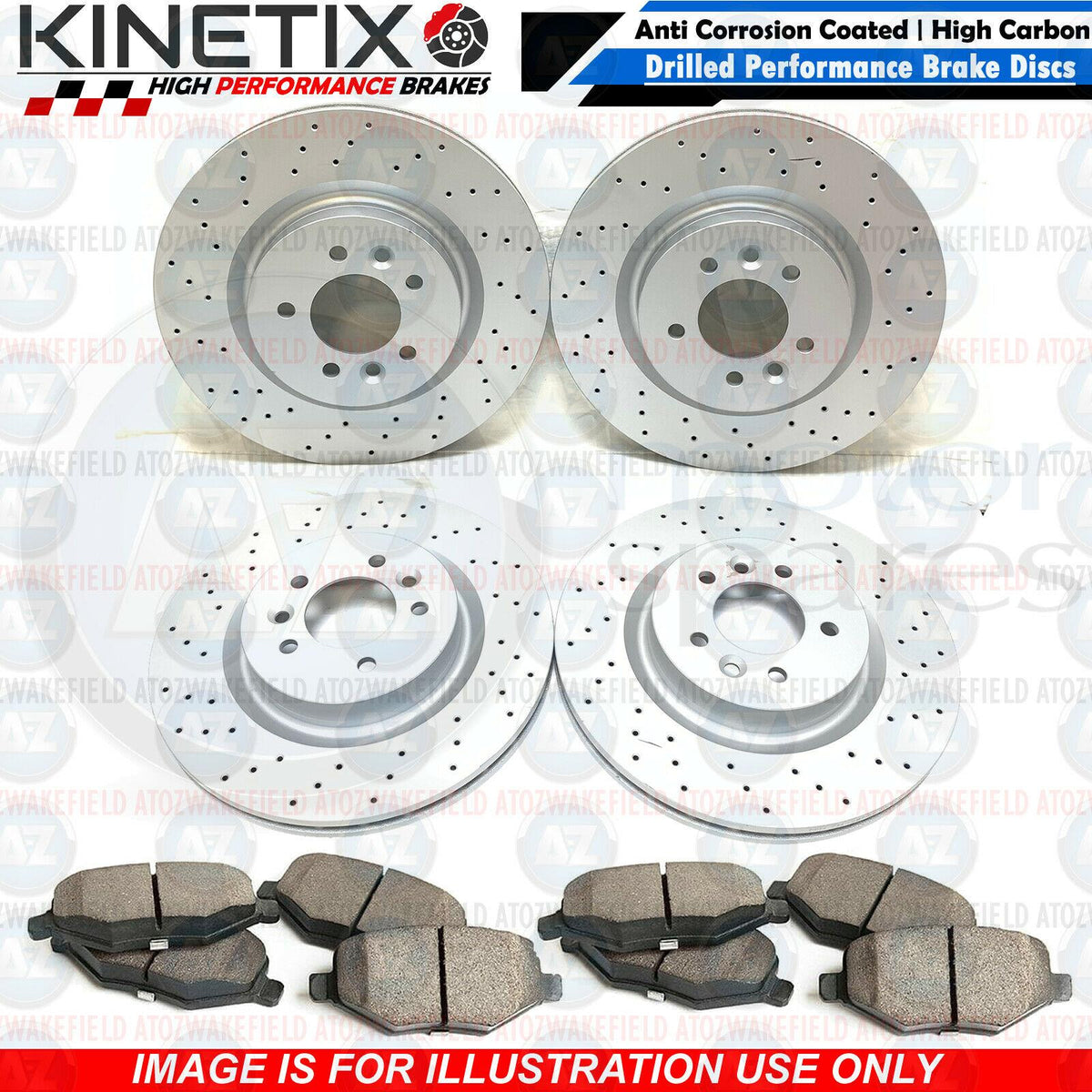 FOR BMW 320d E90 E91 E92 E93 FRONT REAR DRILLED BRAKE DISCS PADS WEAR SENSORS