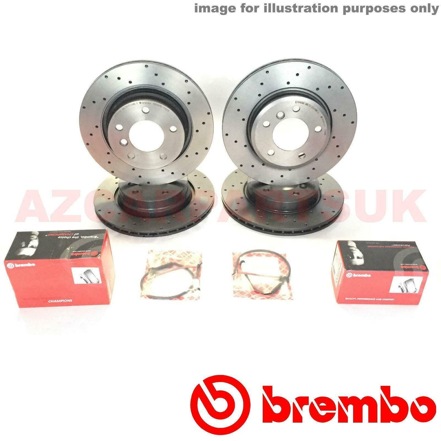 FOR BMW 320 325 328 E46 FRONT REAR DRILLED BREMBO DISCS PADS WIRE SENSORS