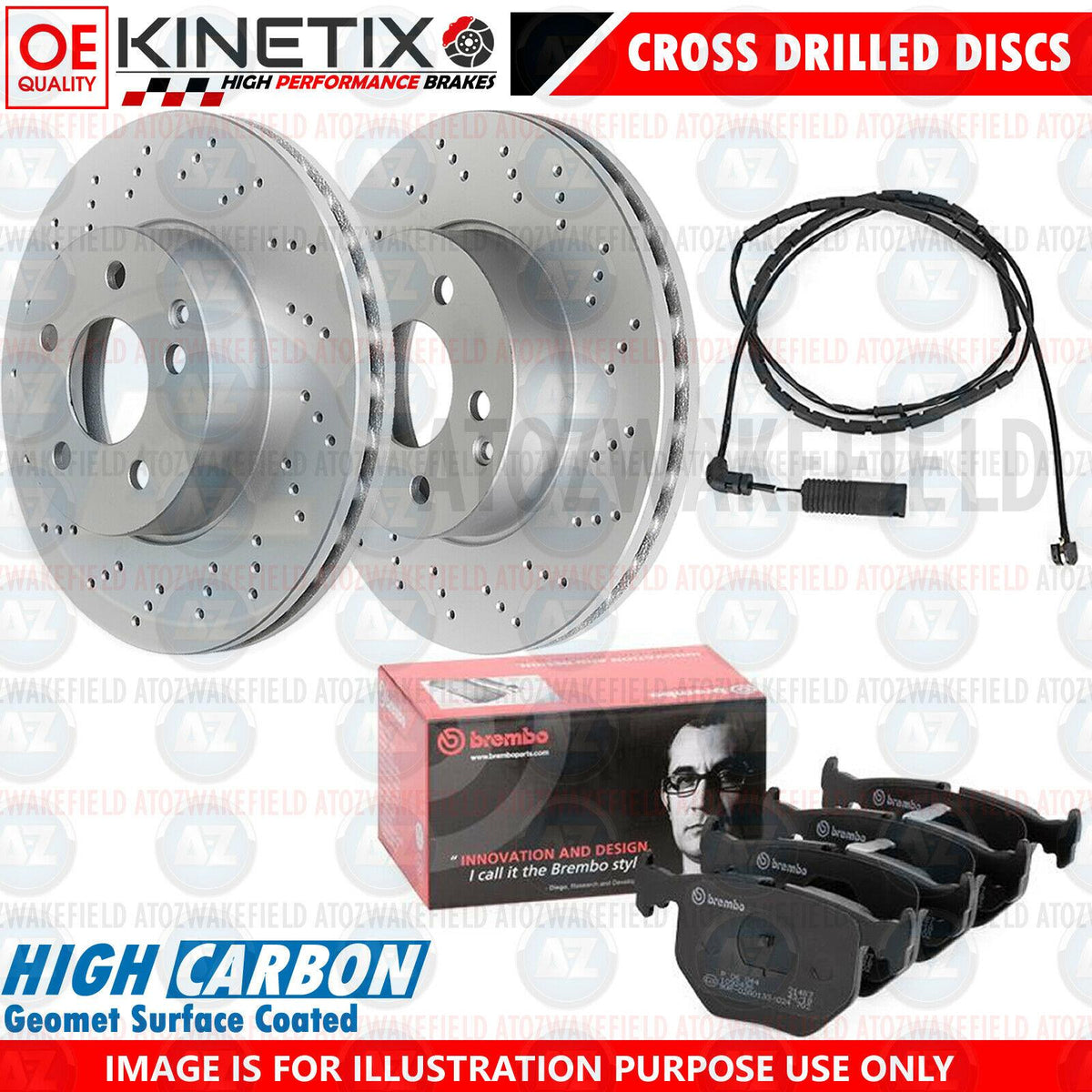 FOR BMW 330Ci E46 REAR CROSS DRILLED BRAKE DISCS BREMBO PADS WIRE SENSOR 320mm