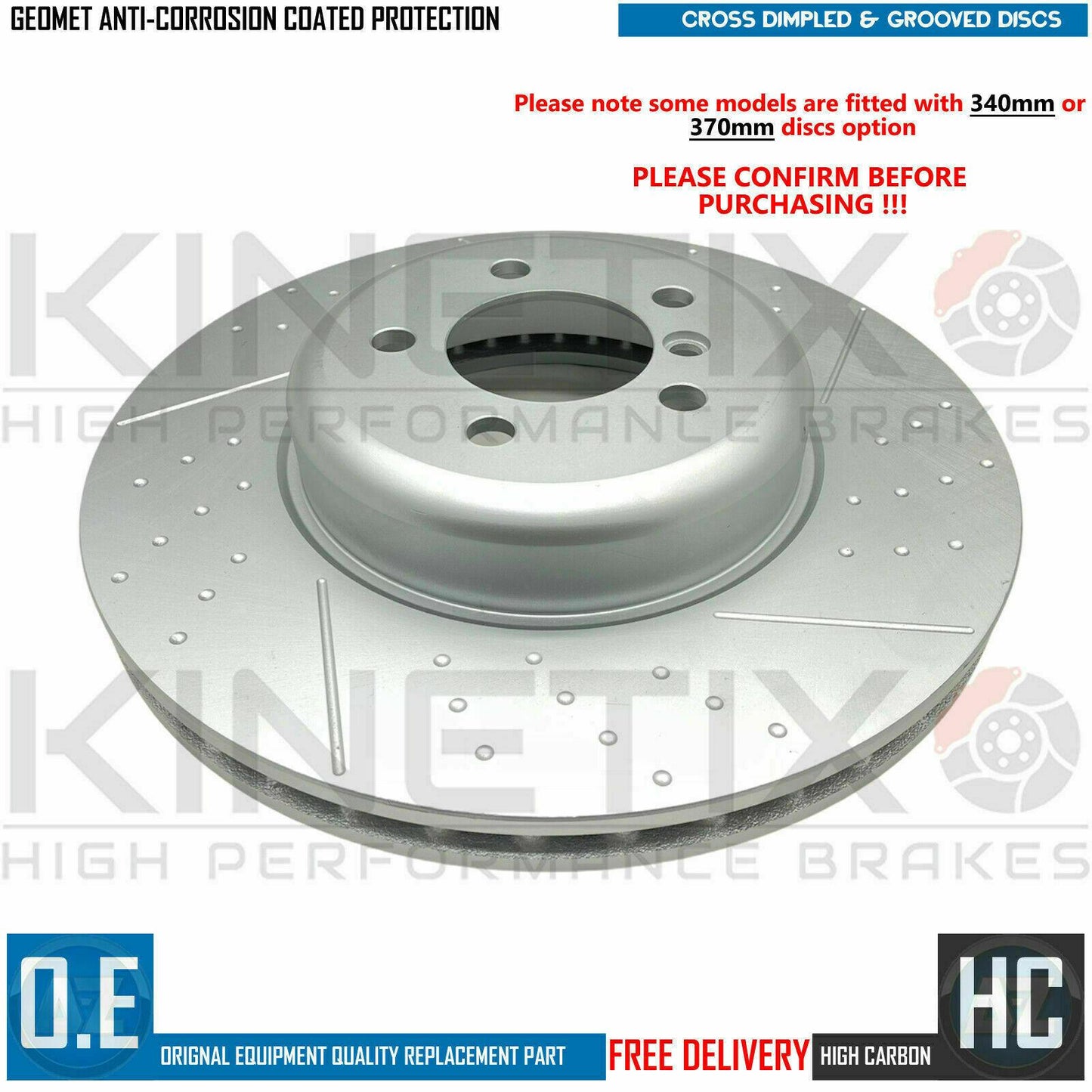 FOR BMW 330d M SPORT FRONT REAR DIMPLED GROOVED HIGH CARBON BRAKE DISCS 370 345