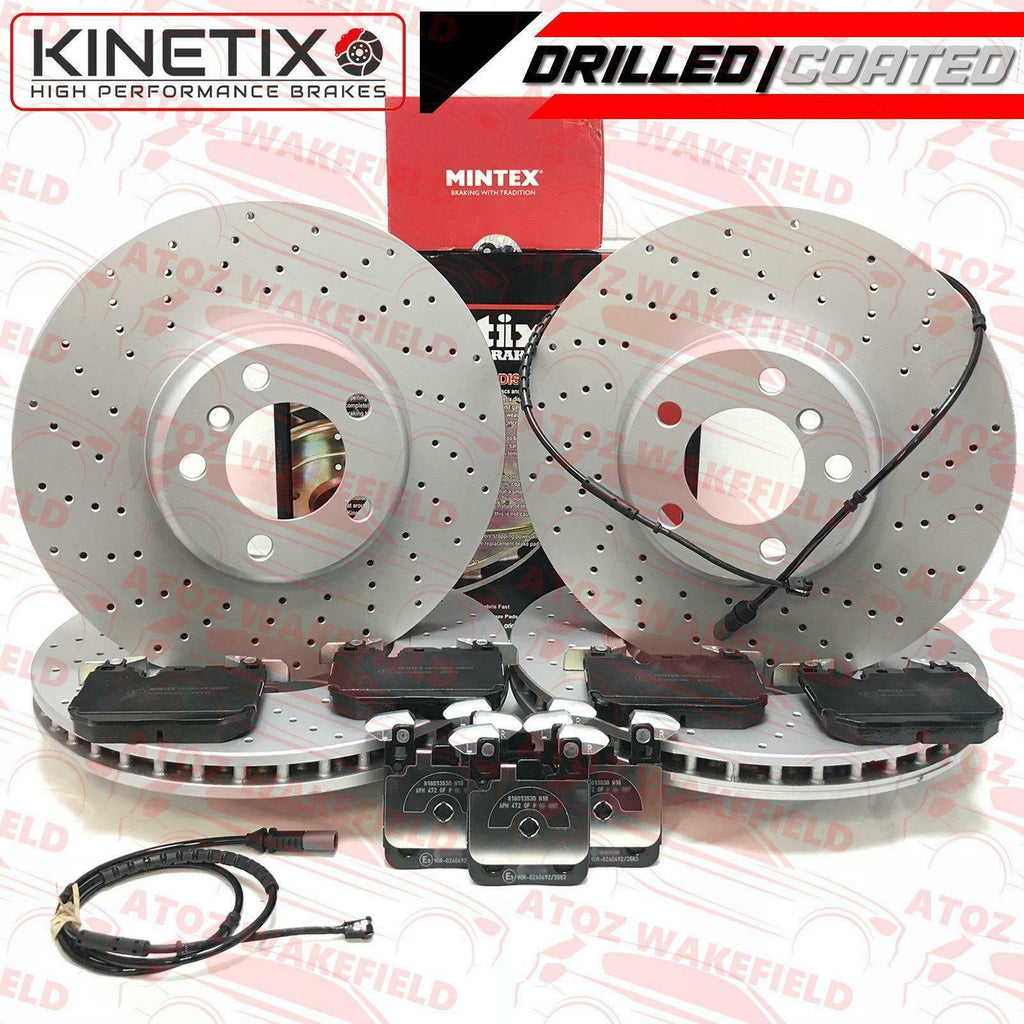 FOR BMW 330d Xdrive M SPORT FRONT REAR DRILLED BRAKE DISCS MINTEX PADS SENSORS