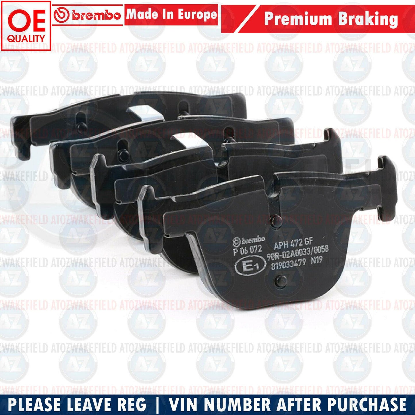 FOR BMW 3/4 SERIES F30 F31 F34 F33 F34 REAR AXLE BREMBO BRAKE PADS SET
