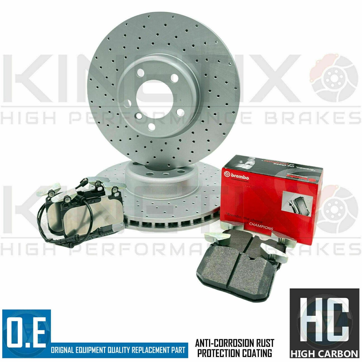 FOR BMW 328i F30 F31 F34 M SPORT DRILLED FRONT BRAKE DISCS BREMBO PADS & SENSOR