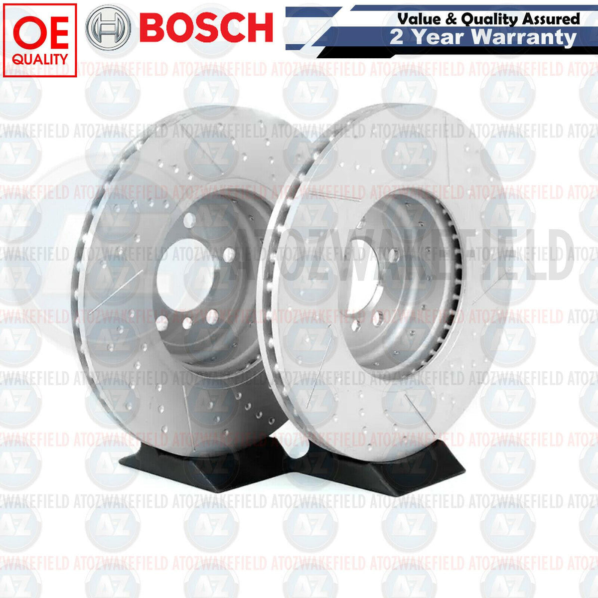 FOR BMW 440i M SPORT FRONT DIMPLED & GROOVED BOSCH BRAKE DISCS PAIR 370mm COATED