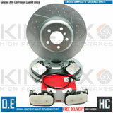 FOR BMW 3/4 SERIES FRONT DIMPLED GROOVED BRAKE DISCS BREMBO PADS + SENSOR 370mm