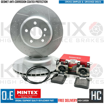 FOR BMW 330d REAR DIMPLED GROOVED PERFORMANCE BRAKE DISCS MINTEX PADS 345mm