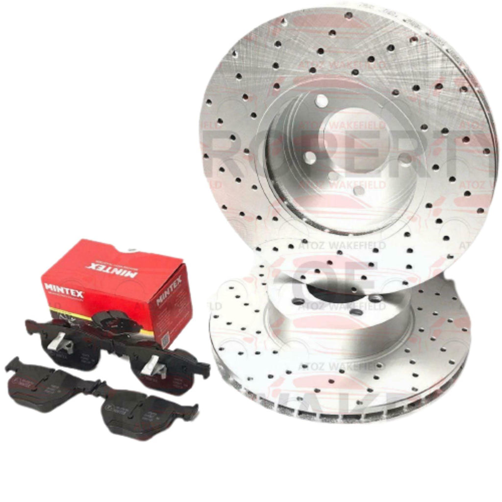 FOR BMW 520d 525d 530d E60 E61 DRILLED FRONT BRAKE DISCS MINTEX PADS 324mm