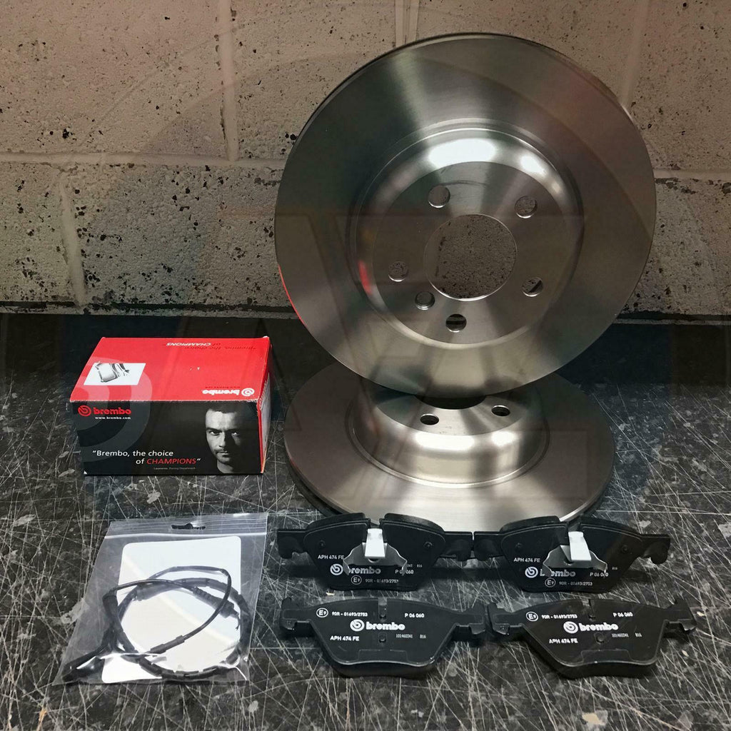 FOR BMW 5 SERIES 518d 520d 525d F10 F11 FRONT BRAKE DISCS BREMBO PADS SENSOR KIT