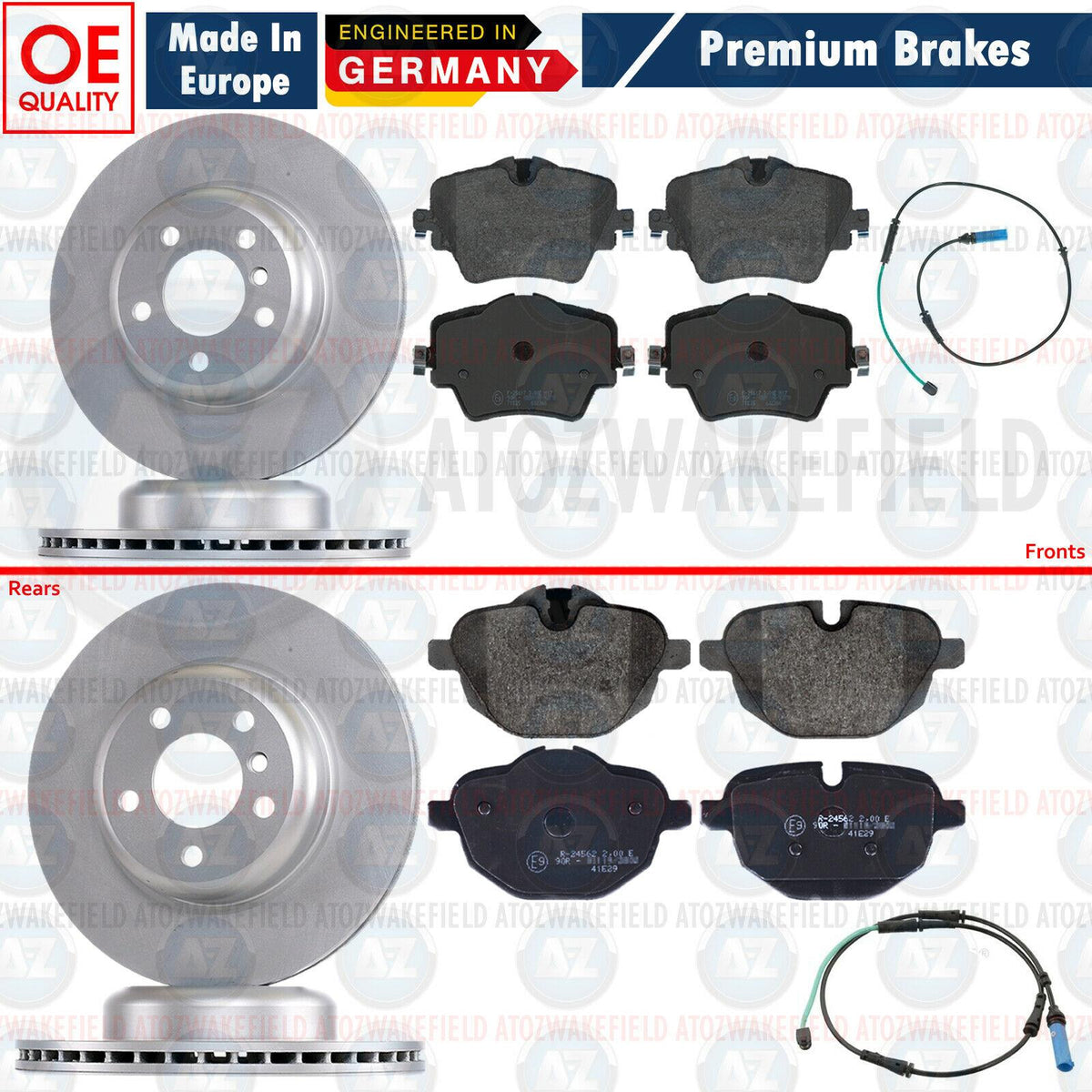 FOR BMW 5 SERIES 520d G30 G31 FRONT REAR BRAKE DISCS PADS WEAR SENSOR 330mm