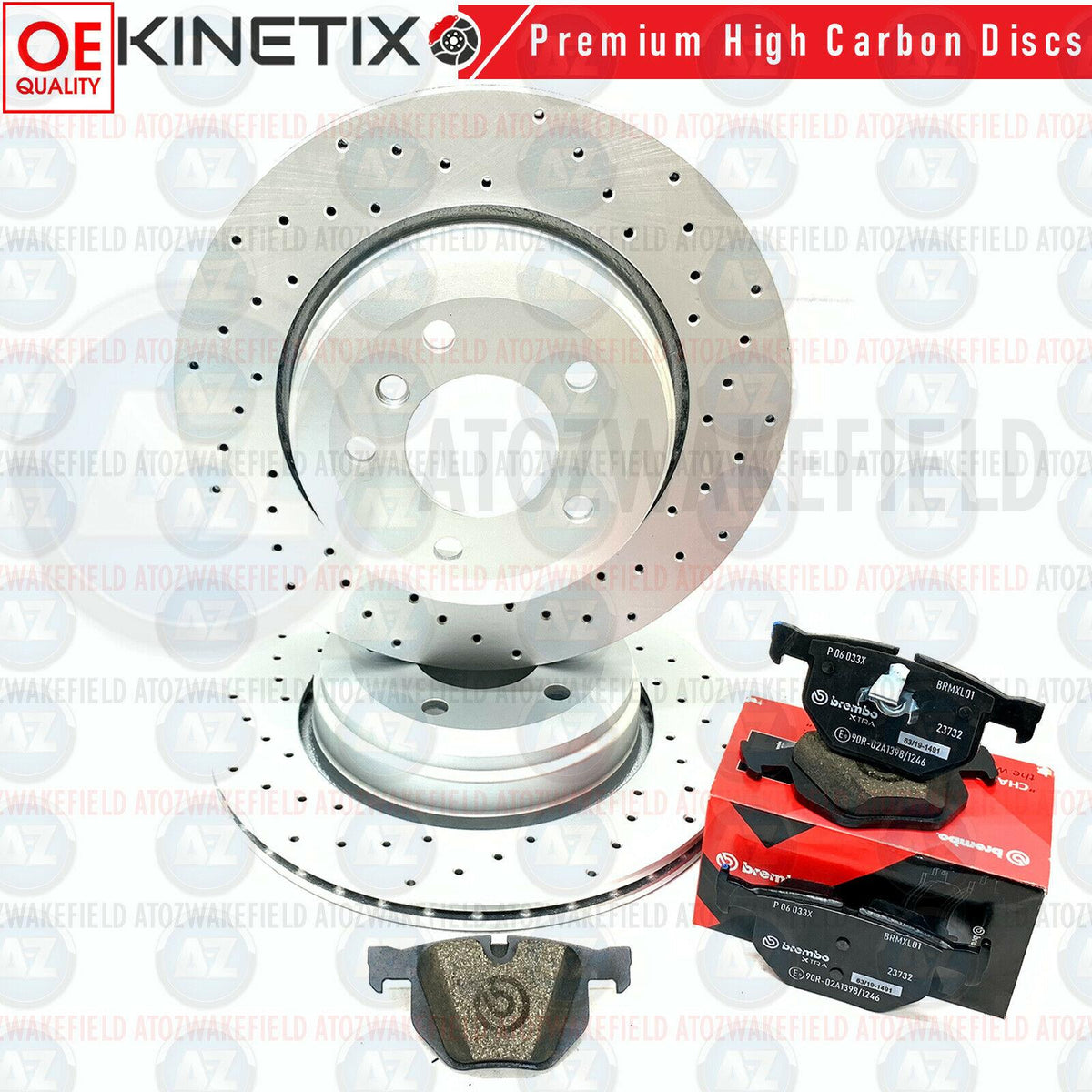 FOR BMW 5/6 SERIES E60 E61 E63 E64 REAR BRAKE DISCS BREMBO Xtra PADS SENSORS