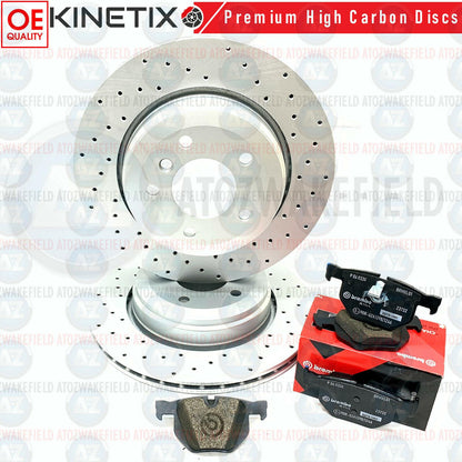 FOR BMW 5/6 SERIES E60 E61 E63 E64 REAR BRAKE DISCS BREMBO Xtra PADS SENSORS