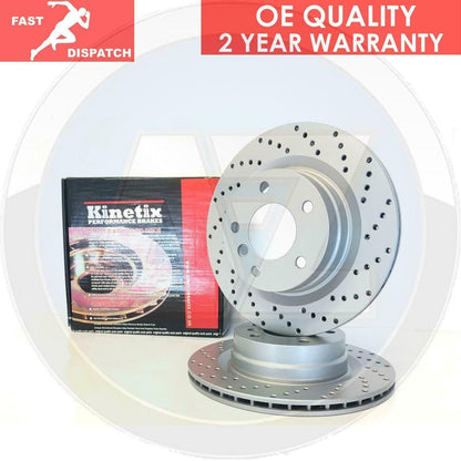 FOR BMW 5/6 SERIES E60 E61 E63 FRONT CROSS DRILLED BRAKE DISCS MINTEX PADS 324mm