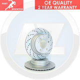 FOR BMW 5/6 SERIES E60 E61 E63 E64 DRILLED FRONT BRAKE DISCS PAIR 324mm