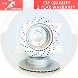 FOR BMW 5/6 SERIES E60 E61 E63 E64 DRILLED FRONT BRAKE DISCS PAIR 324mm