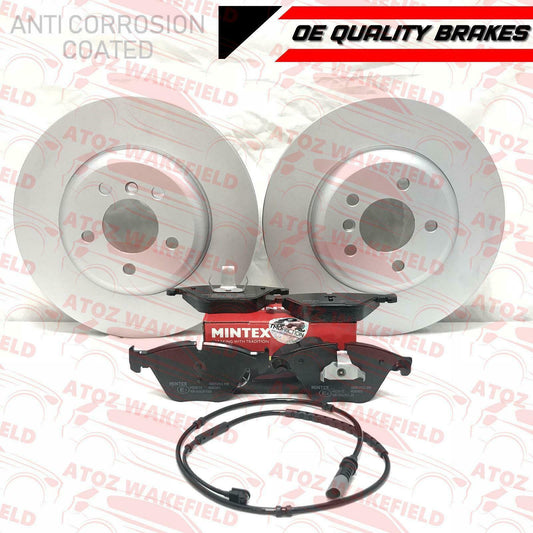FOR BMW 5 SERIES F10 F11 525d FRONT COATED BRAKE DISCS MINTEX PADS SENSOR 348mm