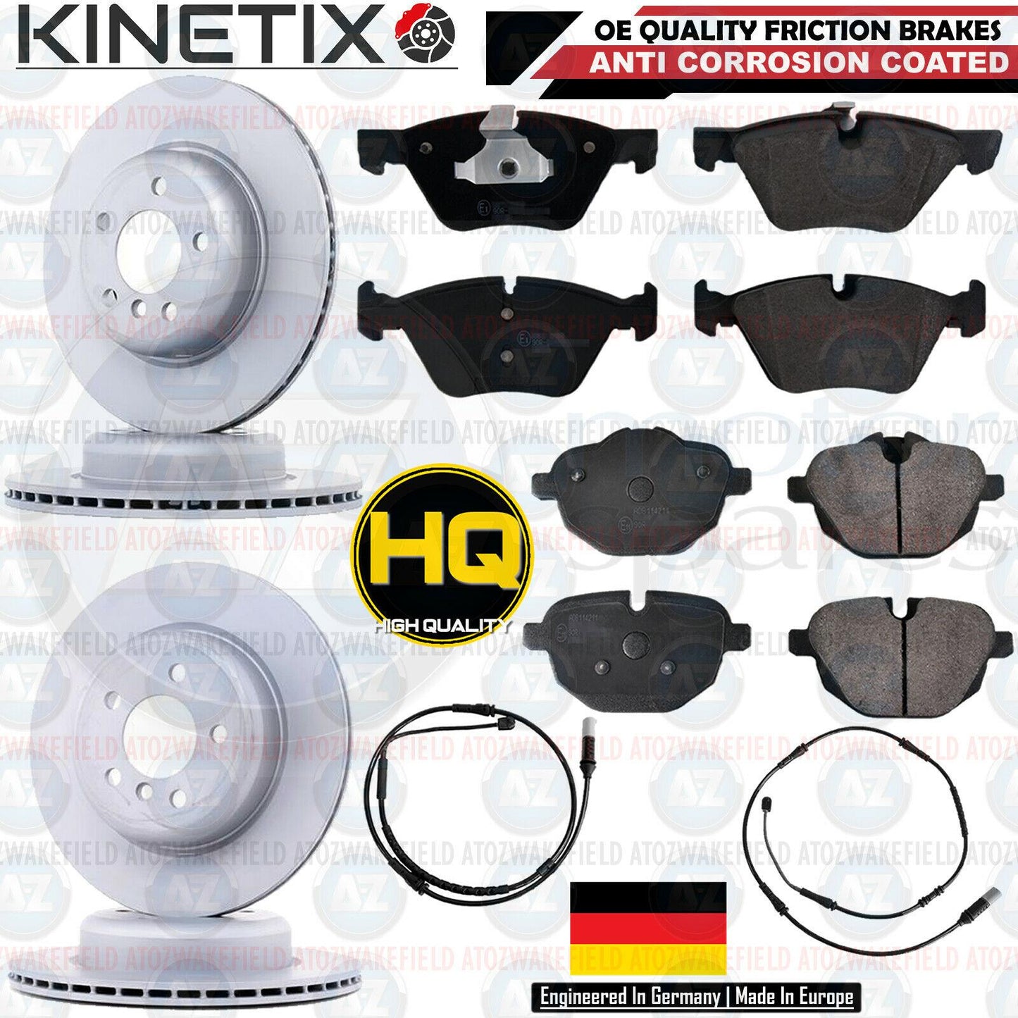 FOR BMW 5 SERIES F10 F11 FRONT REAR COATED BRAKE DISCS PADS SENSORS 330mm 330mm