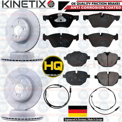 FOR BMW 5 SERIES F10 F11 FRONT REAR COATED BRAKE DISCS PADS SENSORS 330mm 330mm