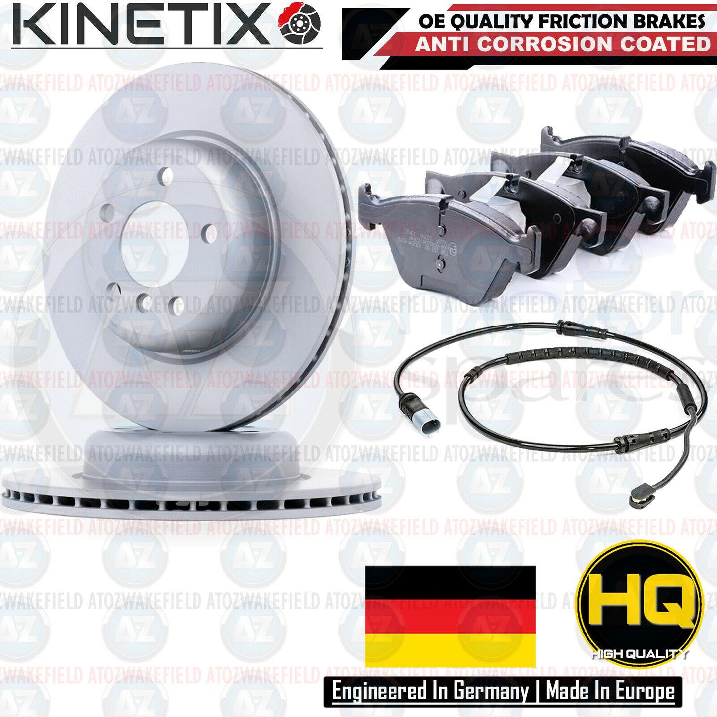 FOR BMW 5 SERIES F10 F11 FRONT REAR COATED BRAKE DISCS PADS SENSORS 330mm 330mm