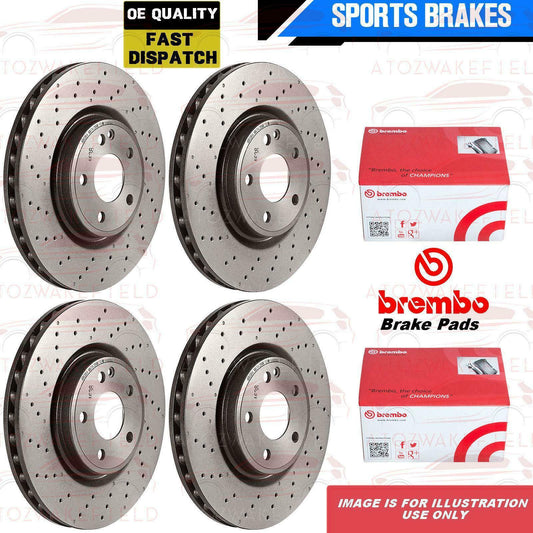 FOR BMW 5 SERIES F10 F11 FRONT REAR DRILLED BRAKE DISCS BREMBO PADS WIRE SENSORS