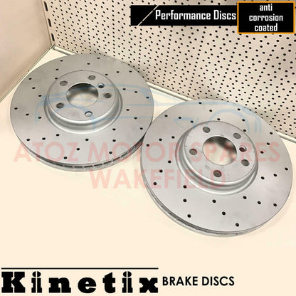 FOR BMW 5 SERIES F10 F11 M550d 550i FRONT DRILLED PERFORMANCE BRAKE DISCS PADS