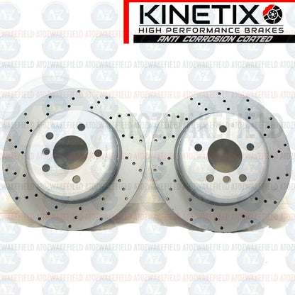 FOR BMW 5 SERIES M SPORT F10 F11 REAR CROSS DRILLED BRAKE DISCS PAIR 330mm