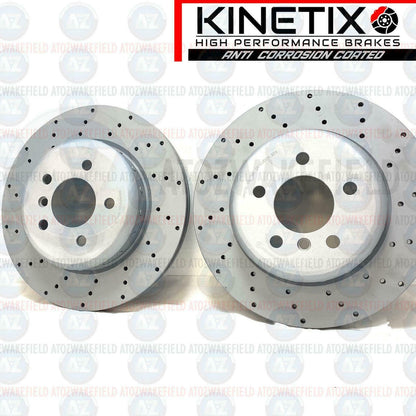 FOR BMW 518d 520d M SPORT F10 F11 REAR CROSS DRILLED BRAKE DISCS PAIR 330mm