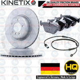 FOR BMW 5 SERIES 520d M SPORT FRONT COATED BRAKE DISCS PLATINUM PADS WIRE SENSOR