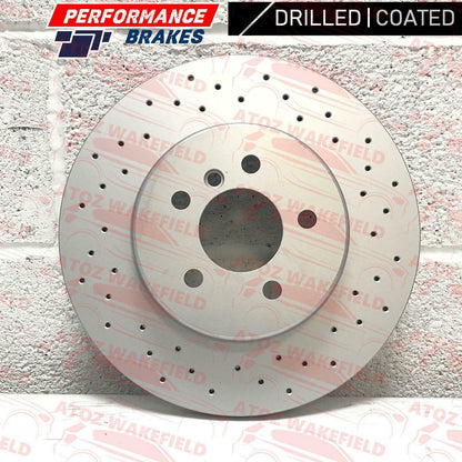 FOR BMW 5 6 7 SERIES M SPORT FRONT CROSS DRILLED BRAKE DISCS MINTEX PADS WIRE