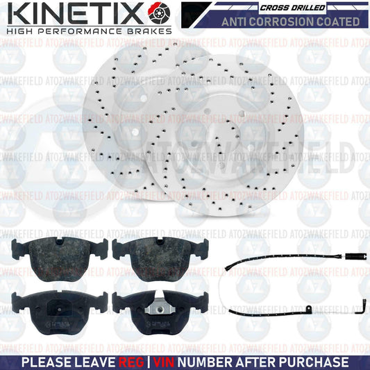 FOR BMW 540i 535i E39 FRONT DRILLED BRAKE DISCS MINTEX PADS WIRE SENSOR 324mm