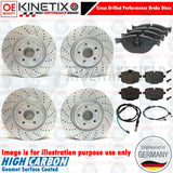 FOR BMW 550i F10 F11 FRONT REAR CROSS DRILLED BRAKE DISCS SENSOR 374mm 345mm