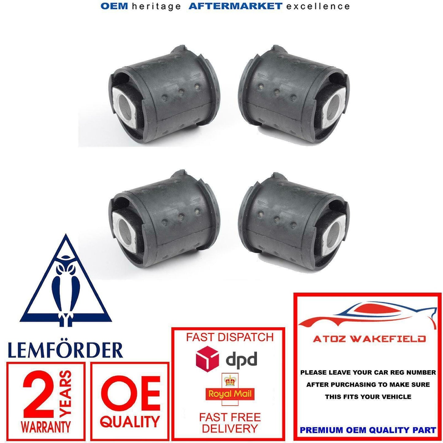 FOR BMW E39 520 523 525 528 530 540 M5 REAR AXLE TRAILING ARM SUBFRAME BUSHES X4