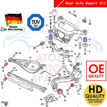 FOR BMW E46 REAR AXLE TRAILING SUBFRAME DIFF ARM BUSH BUSHES BUSHING REBUILD KIT