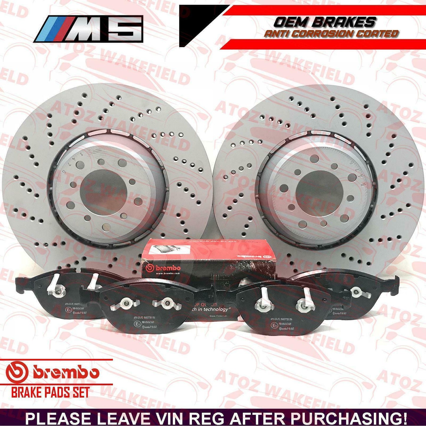 FOR BMW M6 E63 E64 FRONT LEFT & RIGHT BRAKE DISCS BREMBO PADS 376mm 2005-2010