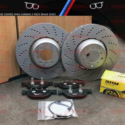 FOR BMW E60 E61 M5 E63 E64 M6 FRONT LEFT RIGHT BRAKE DISCS PADS WEAR SENSORS 376