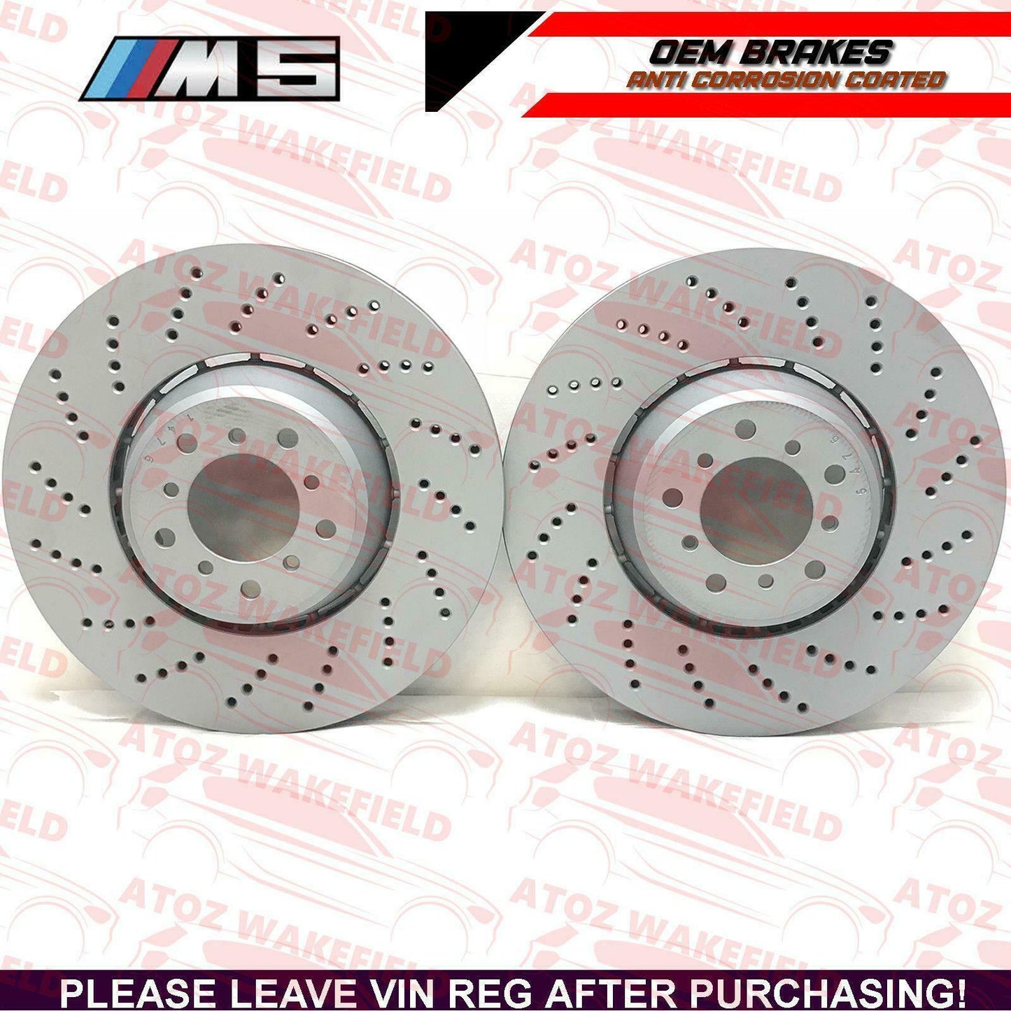 FOR BMW E60 E61 M5 E63 E64 M6 FRONT LEFT RIGHT DRILLED PERFORMANCE BRAKE DISCS 2