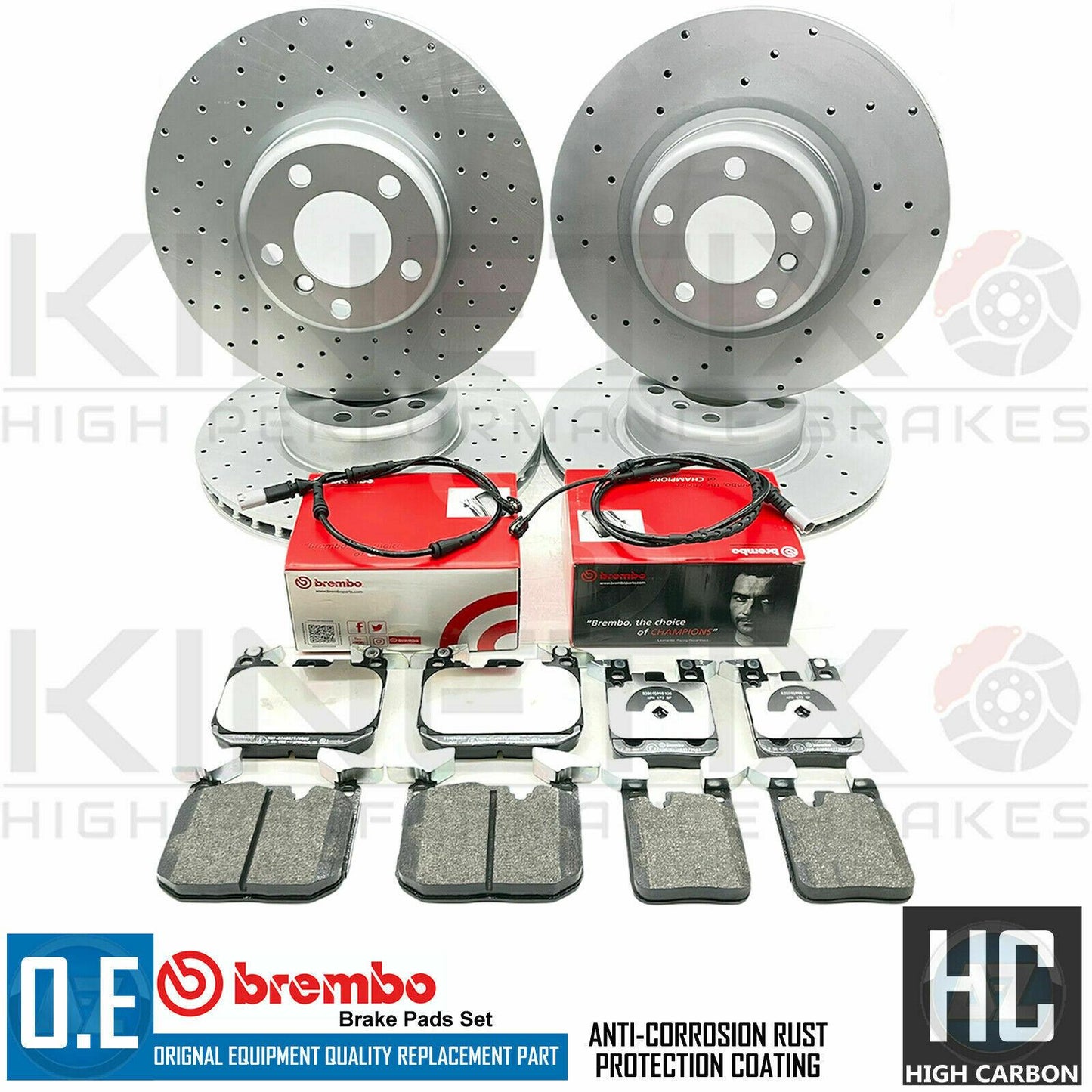 FOR BMW M135i M235i FRONT REAR DRILLED BRAKE DISCS BREMBO PADS WIRES 340mm 345mm