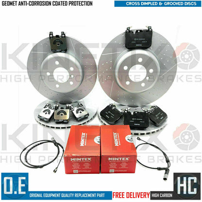 FOR BMW M135i F20 FRONT REAR DIMPLE GROOVED BRAKE DISCS MINTEX PADS WEAR SENSORS