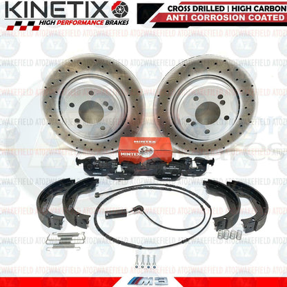FOR BMW Z4 M E85 E86 Z4M 2006-2008 DRILLED REAR BRAKE DISCS BRAKE PARKING HAND BRAKE SHOES SET 328mm