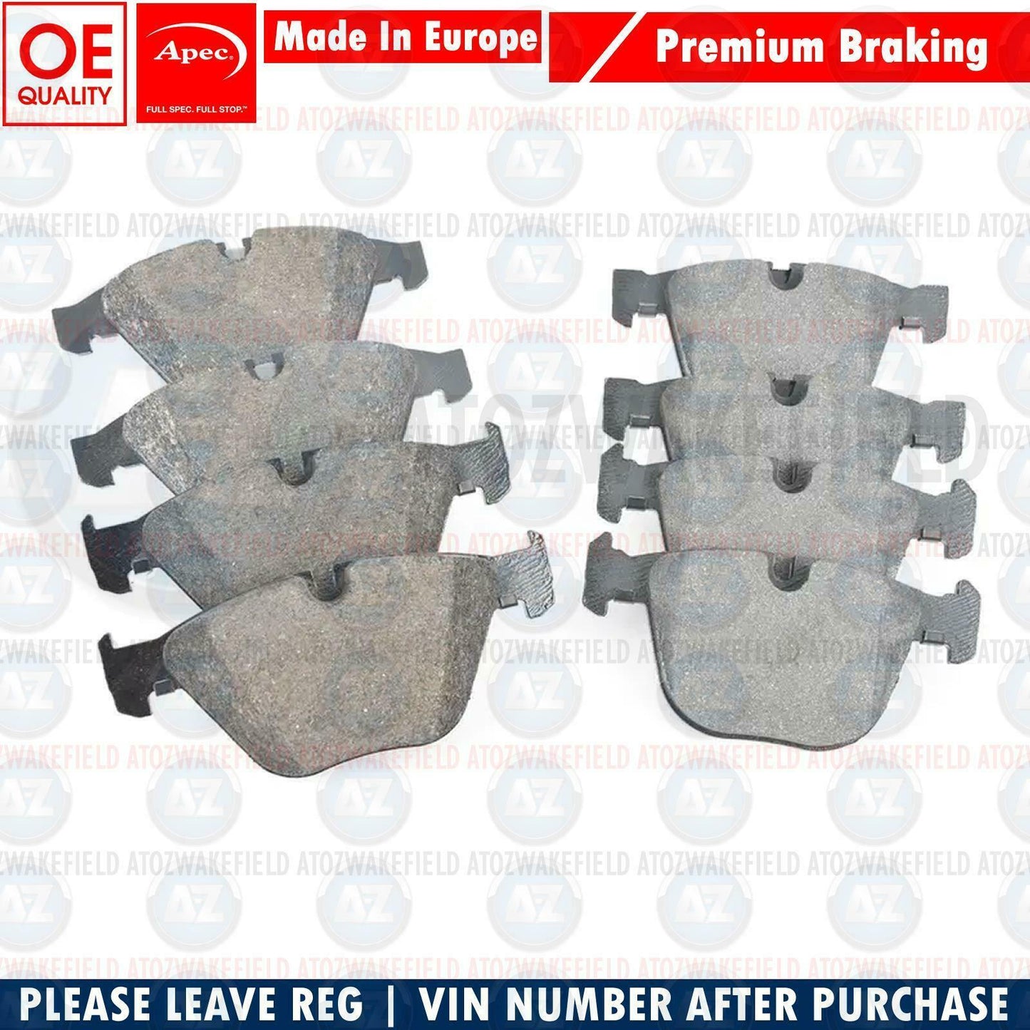 FOR BMW M3 E90 E92 E93 FRONT REAR PREMIUM APEC BRAKE PADS SET FR RR 2007-2013