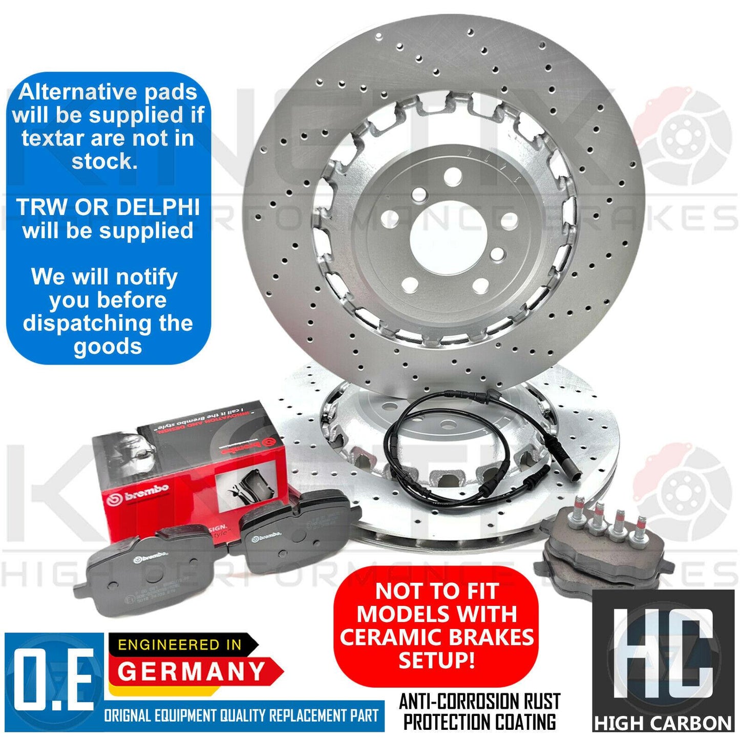 FOR BMW M5 M6 F06 F10 F12 F13 REAR DRILLED BRAKE DISCS BREMBO PADS SENSOR 396mm