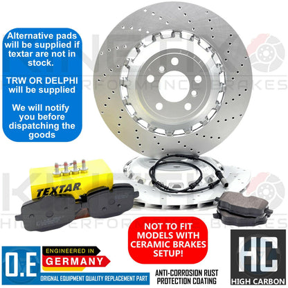FOR BMW M5 M6 F06 F10 F12 F13 REAR DRILLED BRAKE DISCS TEXTAR PADS SENSOR 396mm