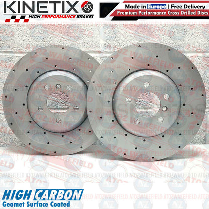 FOR BMW M550d 550i 650i 740i 750i FRONT REAR CROSS DRILLED BRAKE DISCS 374m 345m