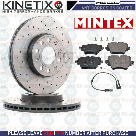 FOR BMW X2 M SPORT 20d FRONT DRILLED BRAKE DISCS MINTEX PADS WIRE SENSOR 330mm